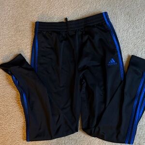 Adidas Kids Black Joggers with Blue Stripes.. XL